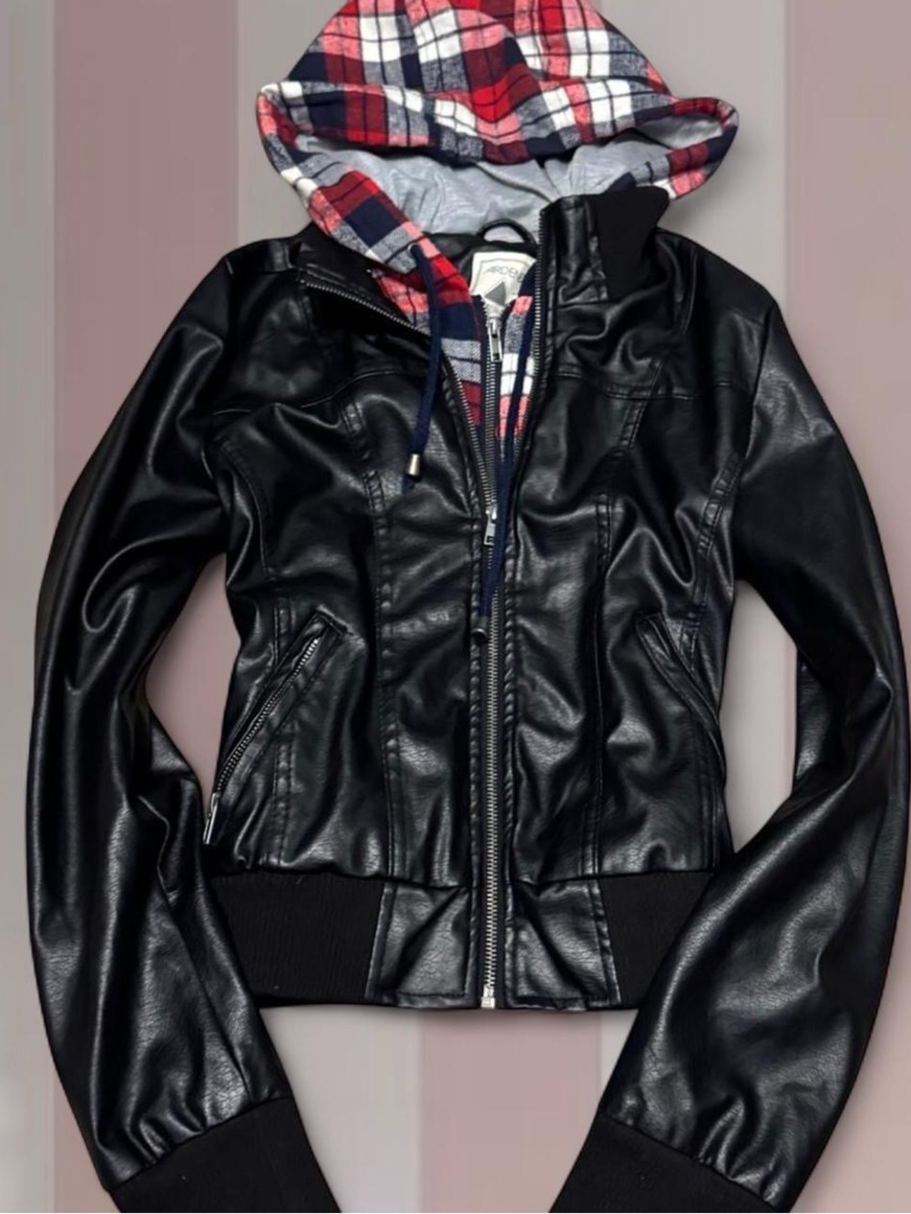Ardene Vintage Y2K Faux-Leather Plaid Jacket